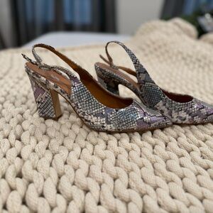 Franco Sarto Snakeskin Slingback Heels - Purple and Gray